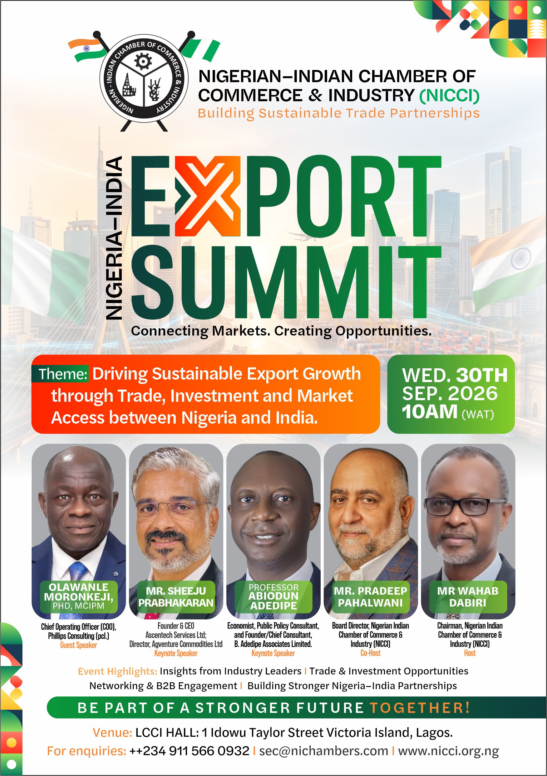 Nigeria-India Export Summit, Wednesday 30th September 2026